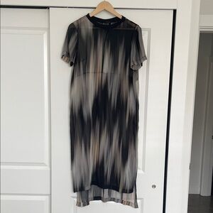 River Island sheer T-shirt dress in abstract print